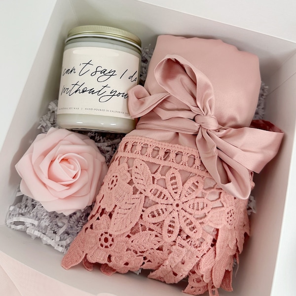Bridesmaid proposal gift box- personalized bridesmaid satin robe - bridal party robes - will you be my box bridesmaid candle set of 5 6 7 8