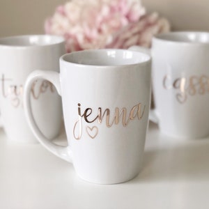 Rose gold bridesmaid coffee mugs- bridesmaid cups- personalized bridesmaid mug gifts- bridal party mugs- custom mug- bridesmaid personalized