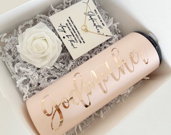 Godmother proposal box idea- godmother tumbler- will you be my godparents gift box- godmother necklace- fairy godmother auntie gift idea