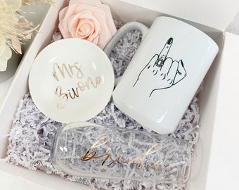 Future mrs mug- personalized bride gift box set - bride engagement gift box- wedding ring finger future mrs wifey engaged idea personalized