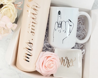 future mrs gift box gifts Bride to be personalized tumbler coffee mug- wifey engagement box idea bridal shower gift box set- bride ring dish