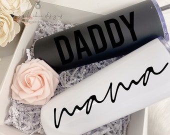 Mommy daddy parents gift box set- mom dad tumbler set- gift box for parents to be- baby shower gift idea- baby announcement pregnancy baby