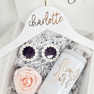 Flower girl proposal gift box- will you be my flower girl- petal patrol- gift for flower girl daisy sunglasses cup- flower girl hanger gift