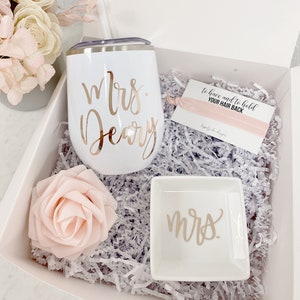 Future mrs personalized wine tumbler- bride mug mrs ring dish- bride engagement gift box- gift for bride to be- engaged box bridal shower