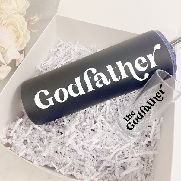 Godfather proposal box- will you be my godfather - godparents proposal- The Godfather shot glass- baptism gift idea for godparents to be