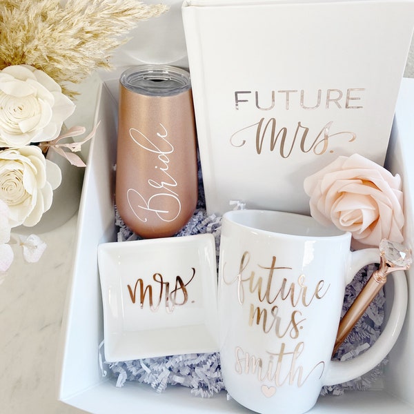 future mrs gift box- bride gifts- bridal shower gifts- personalized wifey gift- wedding bride mug- bride gift box engagement box idea bridal