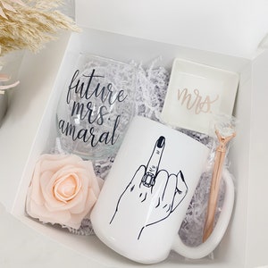 Future Mrs Mug Wine Glass Personalized Bride Engagement Gift Box Gift ...