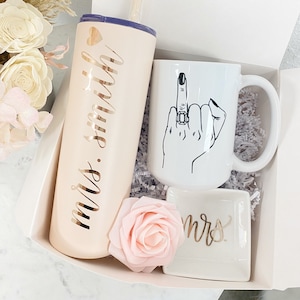 future mrs gift box gifts Bride to be personalized tumbler coffee mug- wifey engagement box idea bridal shower gift box set- bride ring dish