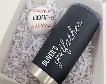 Godfather proposal box- will you be my godfather - godparents proposal- The Godfather tumbler BASEBALL- baptism gift idea for godparents