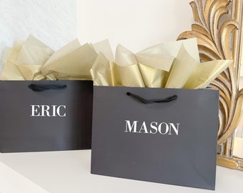 Groomsmen proposal gift bags- large gift bags- groomsman gift - father of the bride groom gift bag idea- wedding party best man- black bags