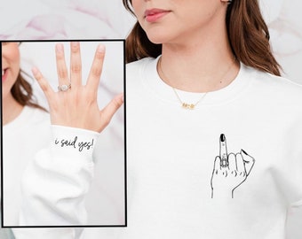 Future mrs wifey sweater- i said yes bride sweaters- personalized fiancee mrs pull over engagement gift for bride ring finger engaged af