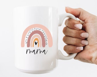 rainbow mama mug - mama gifts- gift for new mom- mommy mugs- girl boy mom- baby shower gift- mamacita mug- rainbow heart design mug