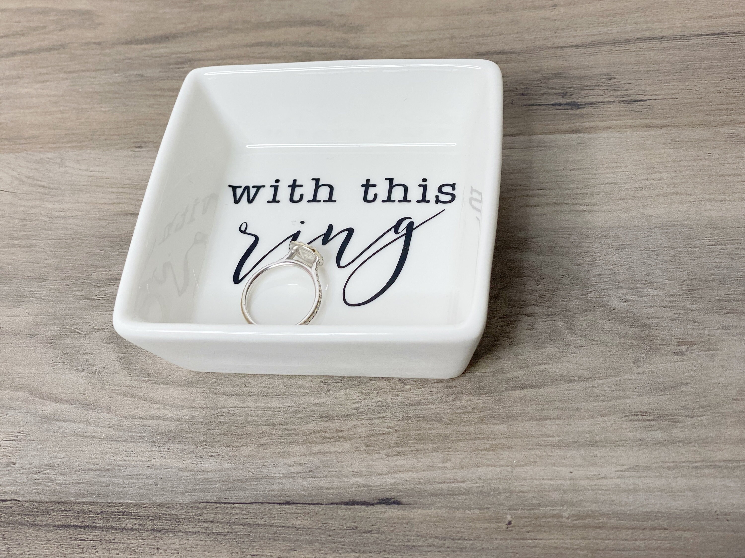 With this ring trinket dish gift for bride engagement gift idea