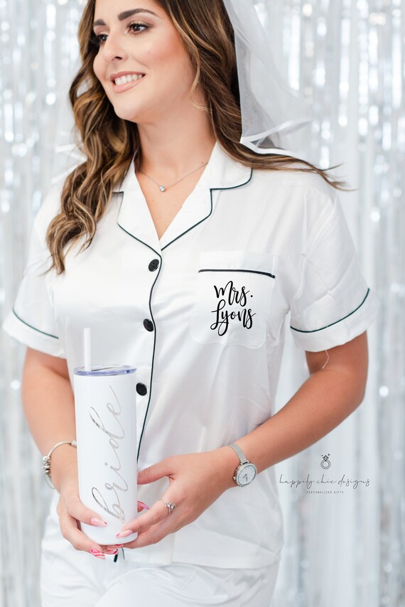 Personalized Bride Pajama Bride PJ Set Wifey Future Mrs Engagement