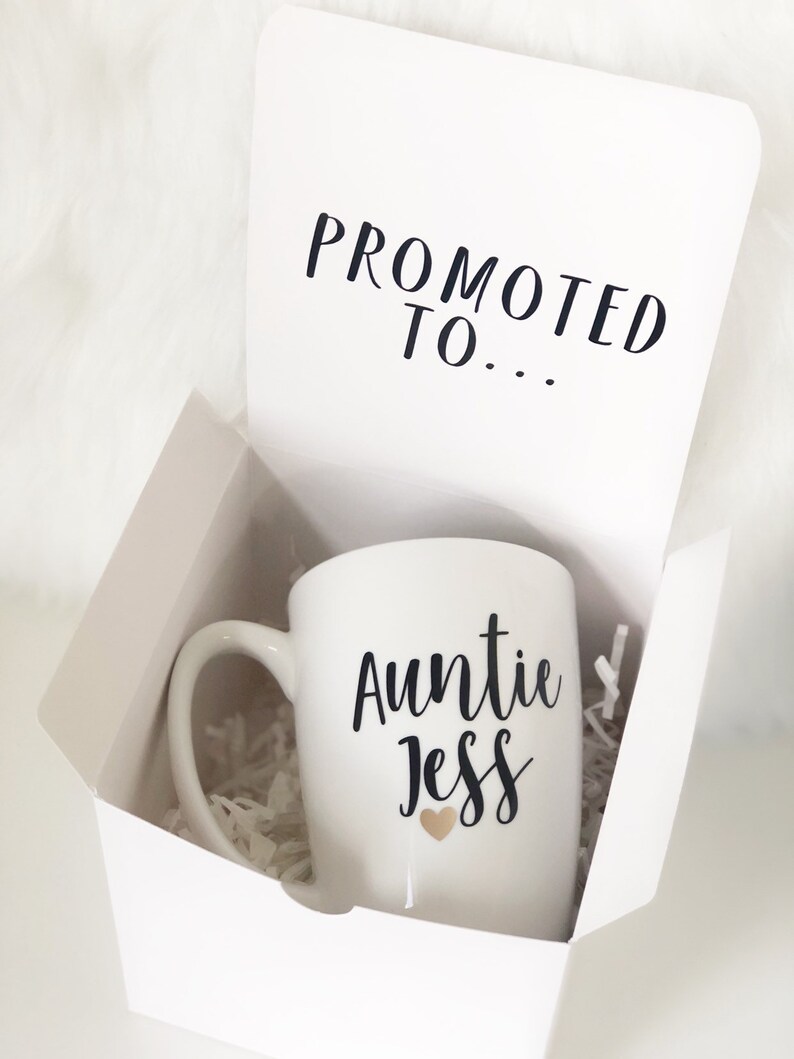 Baby announcement pregnancy announcement ideas promoted to mug set auntie mug mom to be aunt to be mug godmother proposal idea image 1