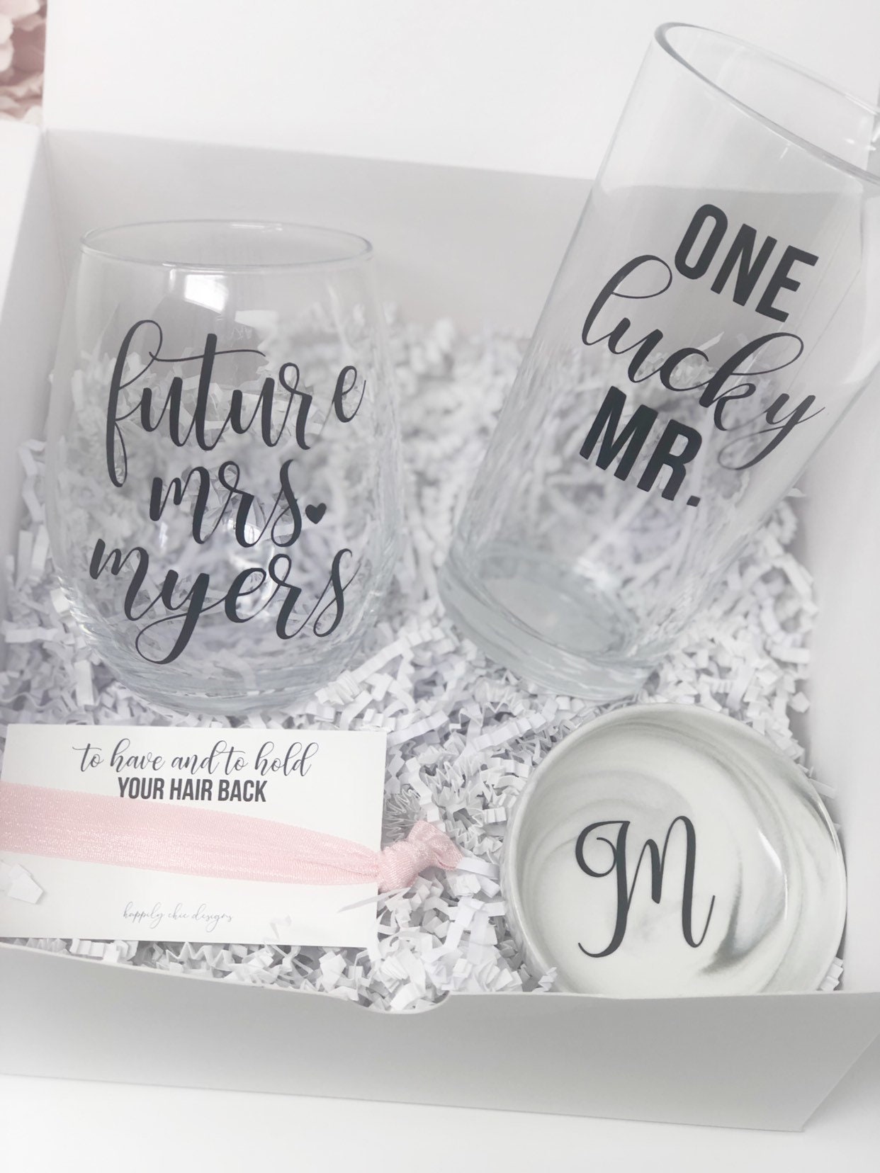 Future mrs one lucky mr wine glass beer glass gift box set