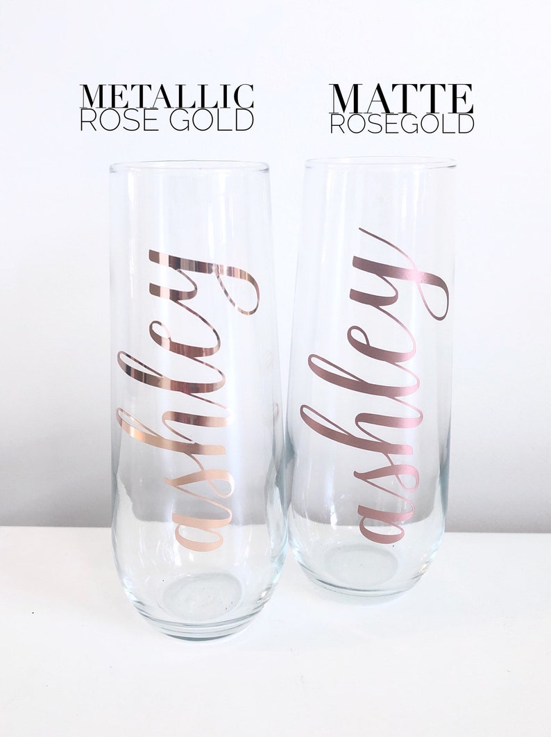 Rose gold bridesmaid champagne flutes bridesmaid gift personalized champagne flute bridemaid proposal glass champagne custom for bridal image 4