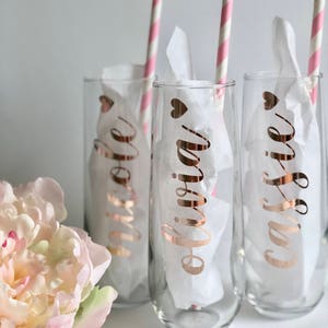 rose gold champagne flutes bridesmaid champagne flutes bridesmaid proposal idea bridesmaid gift champagne glasses personalized champagn image 4