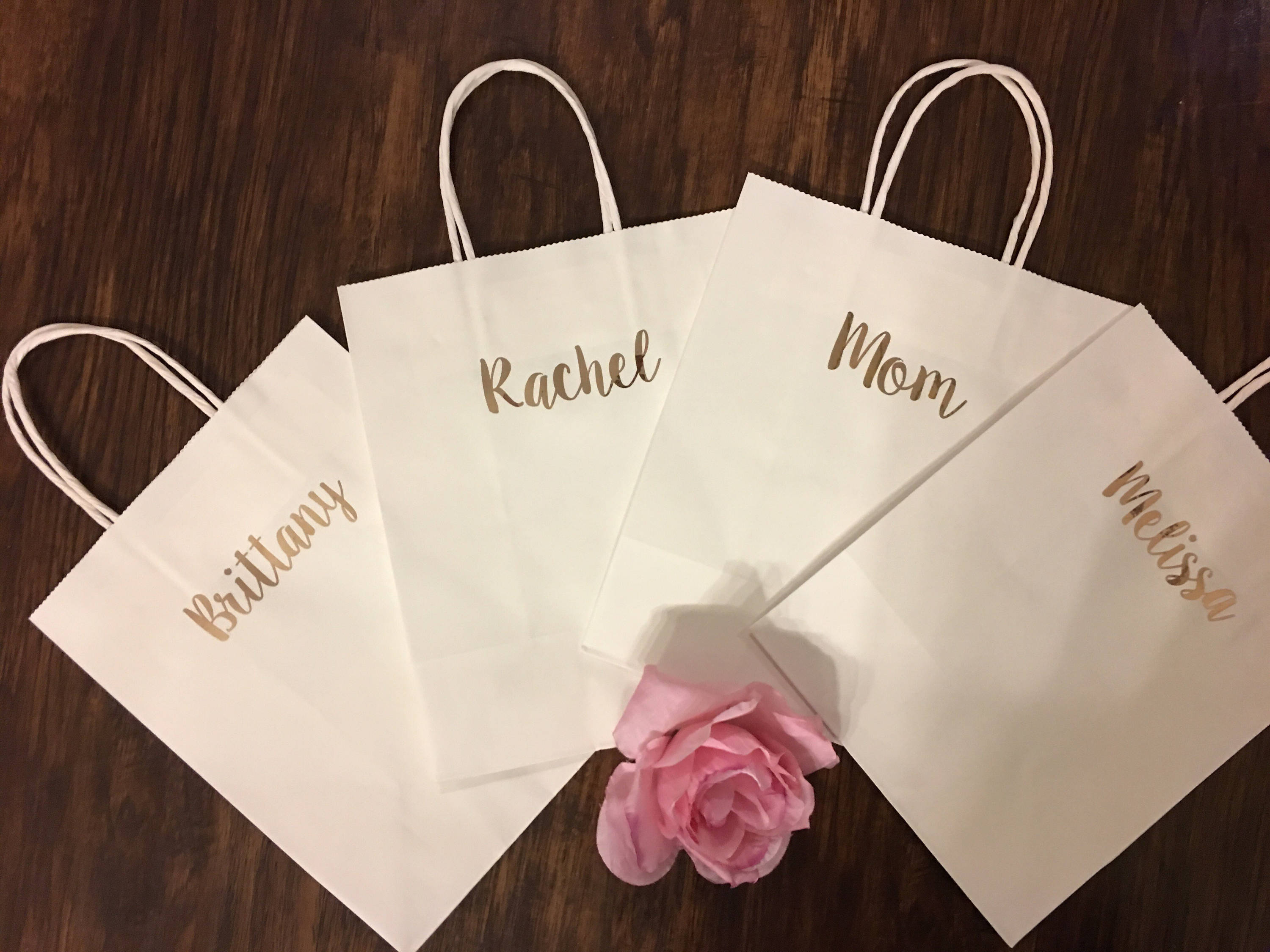 MEDIUM Sized Rose Gold Gift Bags Bridesmaid Gift Bags Etsy