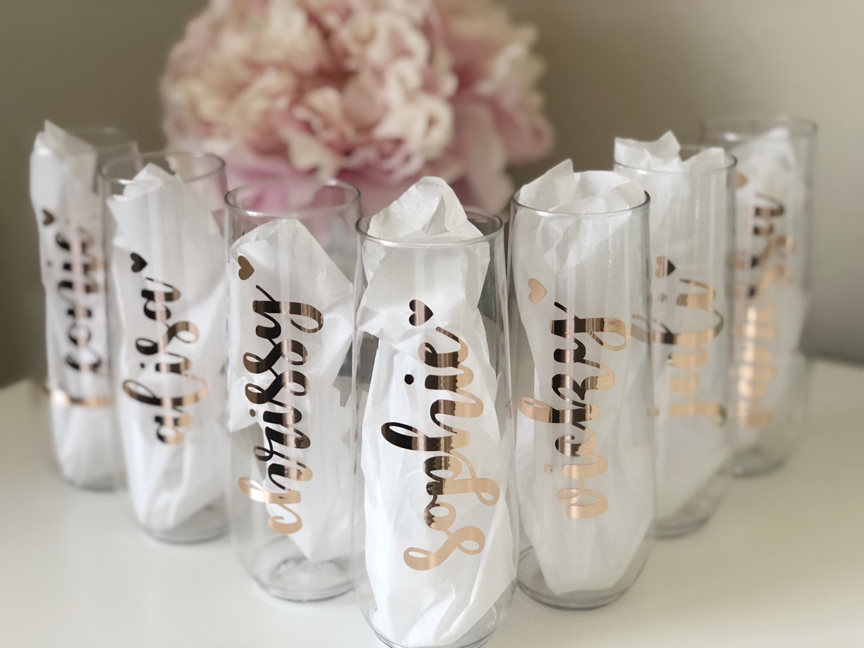PLASTIC champagne flutes bridesmaid champagne flutes personalized