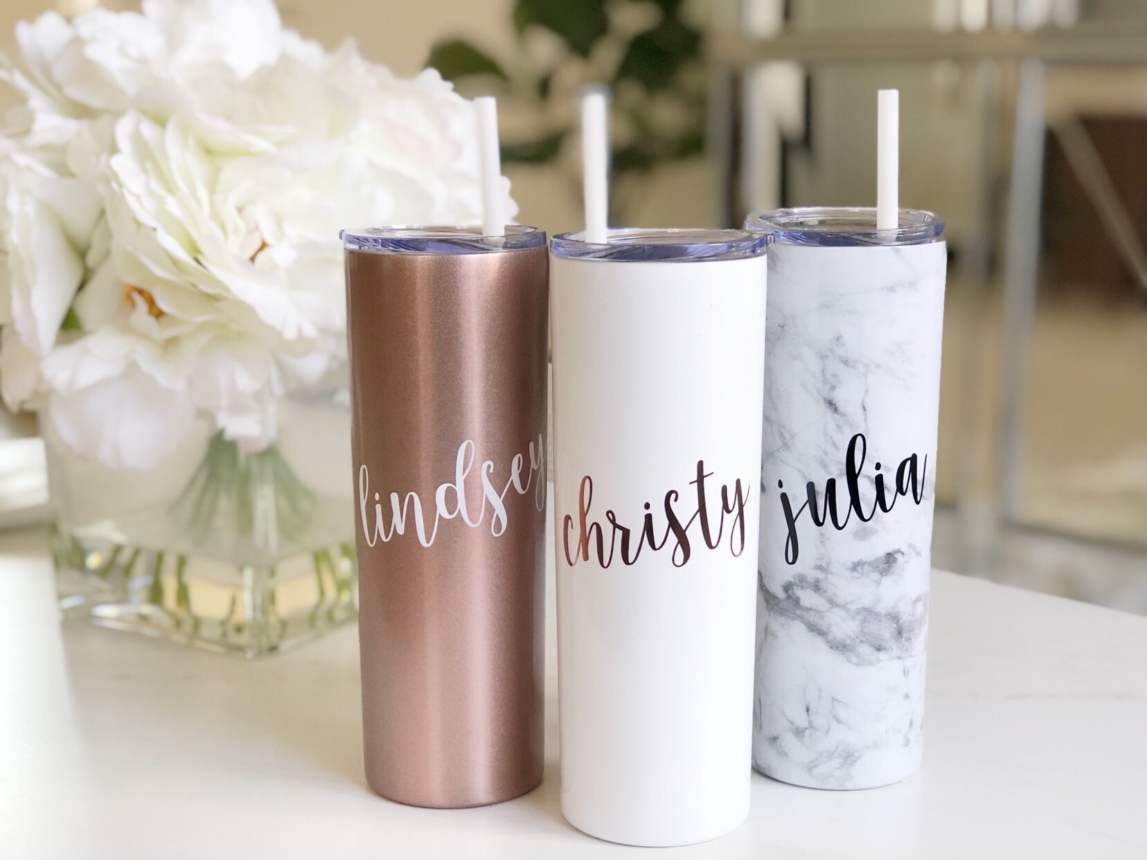 Tumblers & Water Glasses Drink & Barware Drinkware Personalized bridesmaid water bottle tumbler
