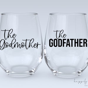 Will you be my godmother gift- godparents proposal gift baby announcement idea- fairy godmother wine glass- aunt gift- godfather proposal bo