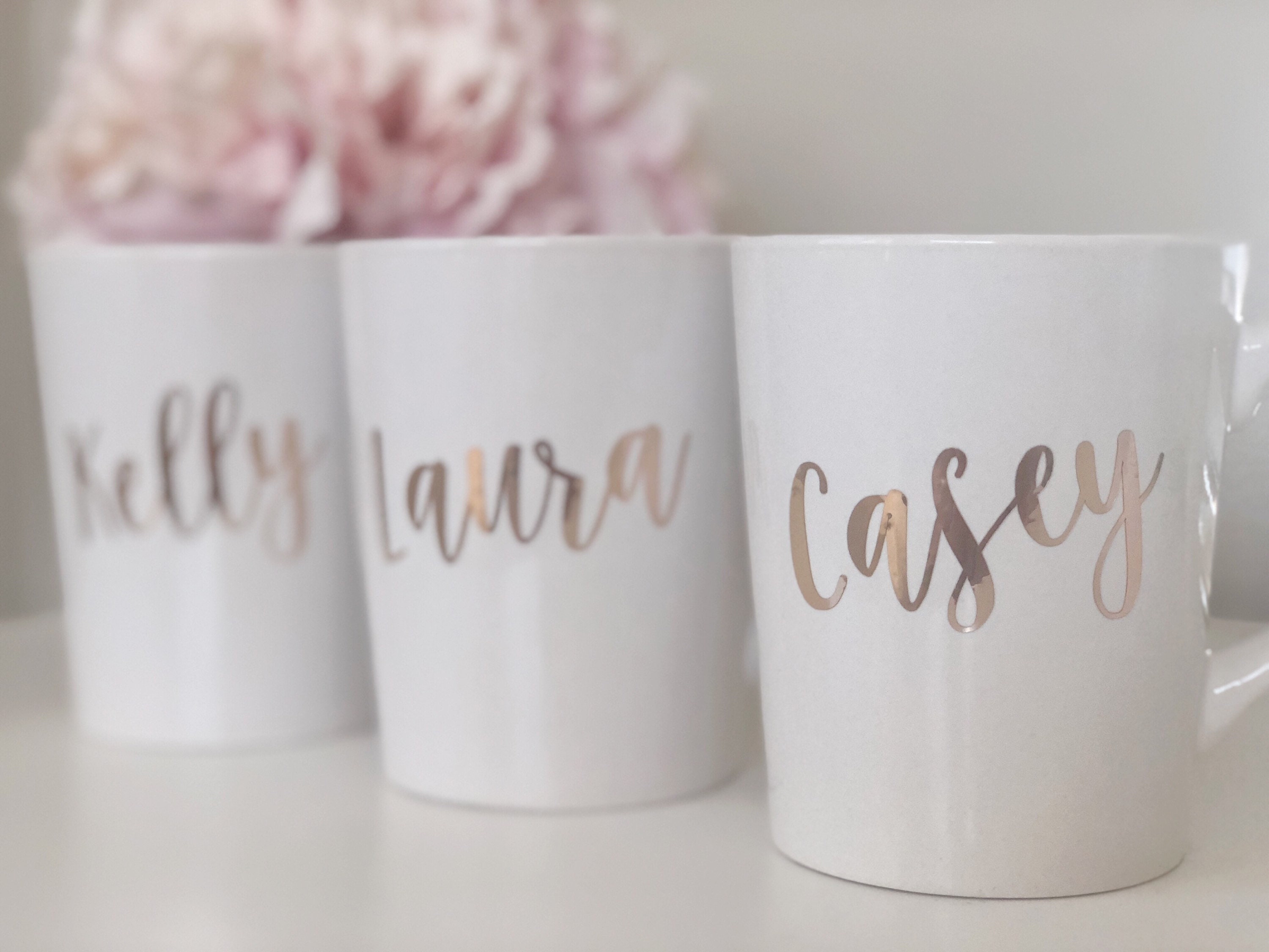 Rose gold bridesmaid coffee mugs personalized bridesmaid coffee mugs