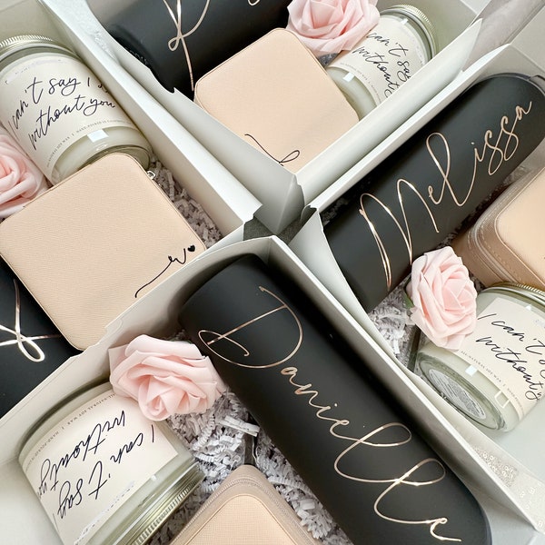 Bridesmaid proposal gift box set idea bridesmaid tumbler cant say i do without you candle personalized travel jewelry box with initial gift