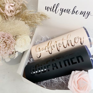 Will you be my godmother gift godparents proposal gift baby announcement idea fairy godmother tumbler aunt gift godfather proposal box image 2