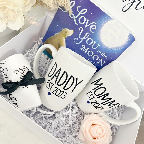 Ensemble cadeau parents papa maman - ensemble de tasses papa maman - coffret cadeau pour les futurs parents - idée cadeau baby shower - faire-part de bébé grossesse corps de bébé