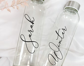 Personalized glass water bottles- bridesmaid bride water bottles- glass water bottles- bridesmaid proposal box gift idea- bridal shower gift