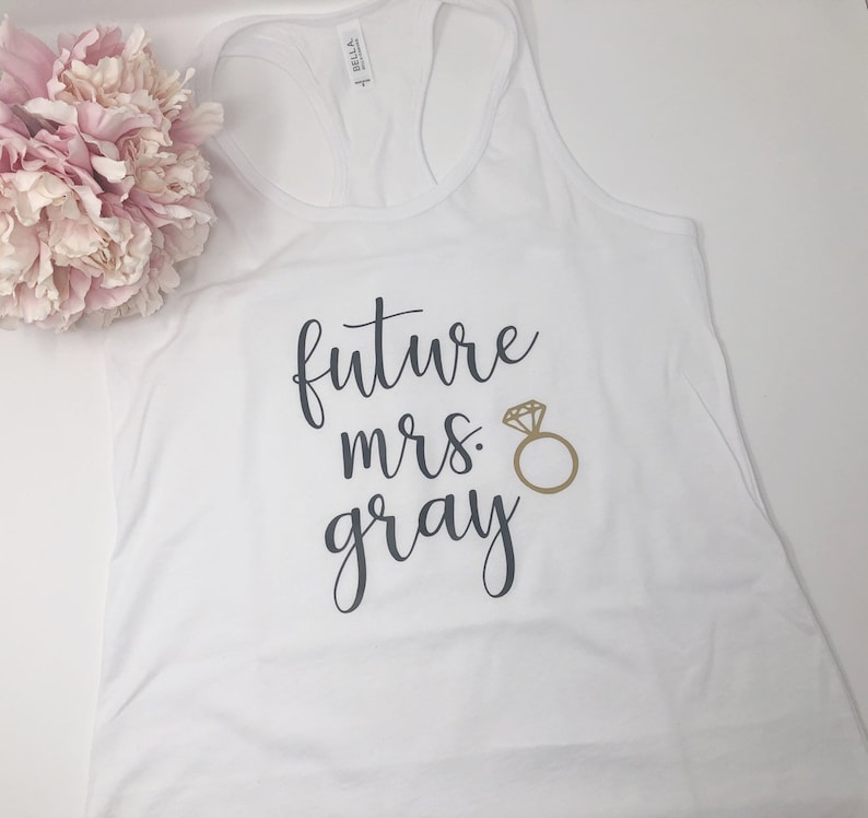 Personalized future mrs tank top engagement gift shirt for bride to be future mrs gift idea bride box gift set bride tank custom shirt image 4