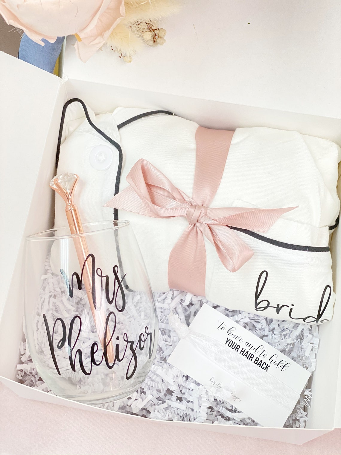 Bride Pajamas gift box set wine glass wifey pajama sleep Etsy