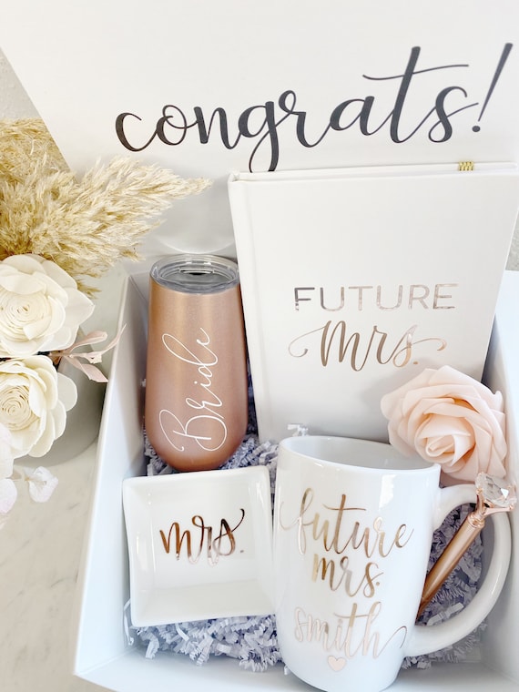 Engaged af gift box set- engagement gift box for bride to be - future mrs  gift set- bride to be gifts- bride shirt- wifey i said yes gift bo