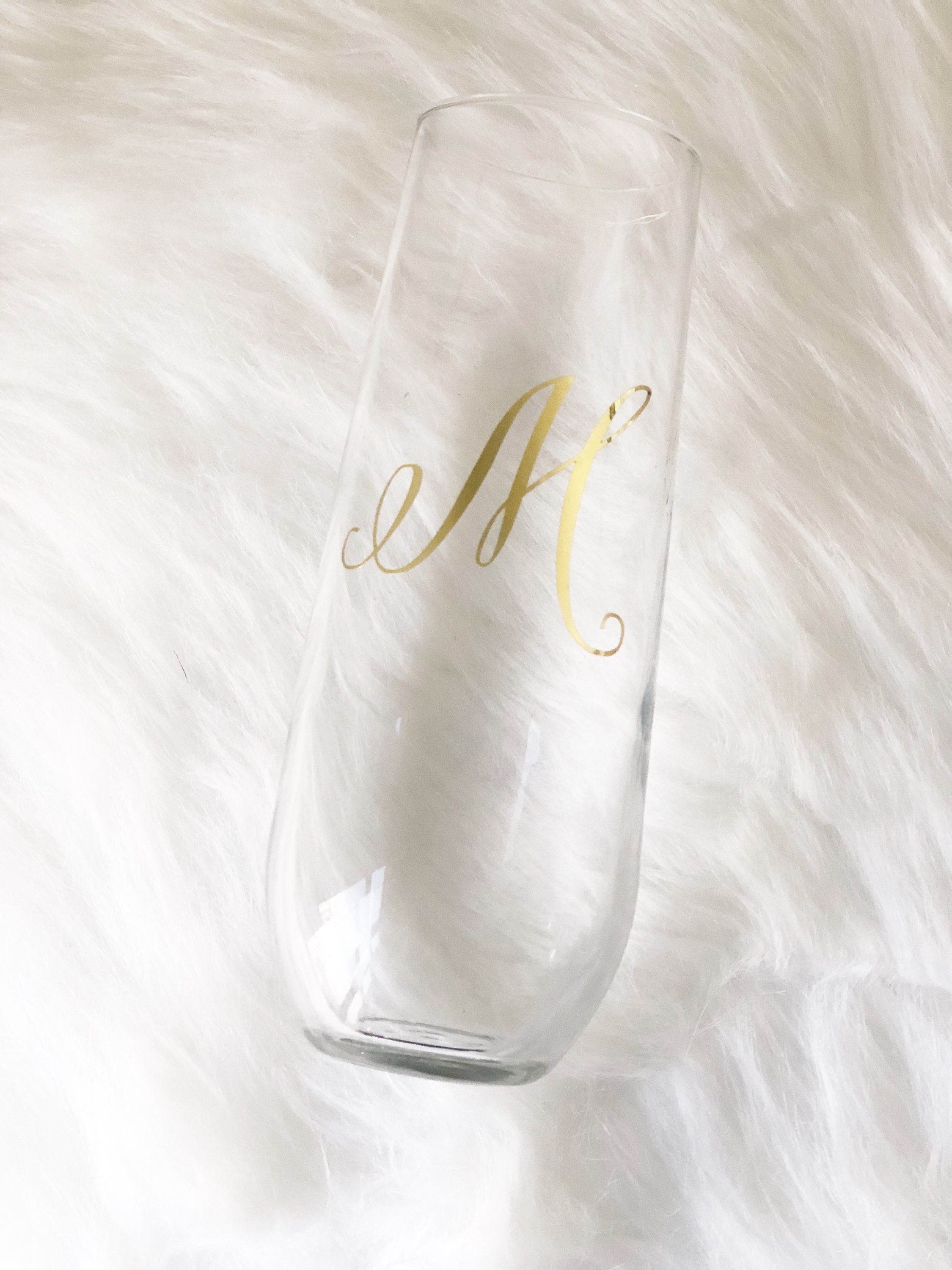 Gold initial champagne flute personalized champagne flutes