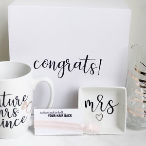 Bride gift box set engagement gift box future mrs gift set bride mug champagne flute ring dish congratulations gift box set for bride to image 2