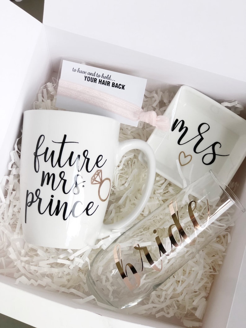 Bride gift box set engagement gift box future mrs gift set bride mug champagne flute ring dish congratulations gift box set for bride to image 1