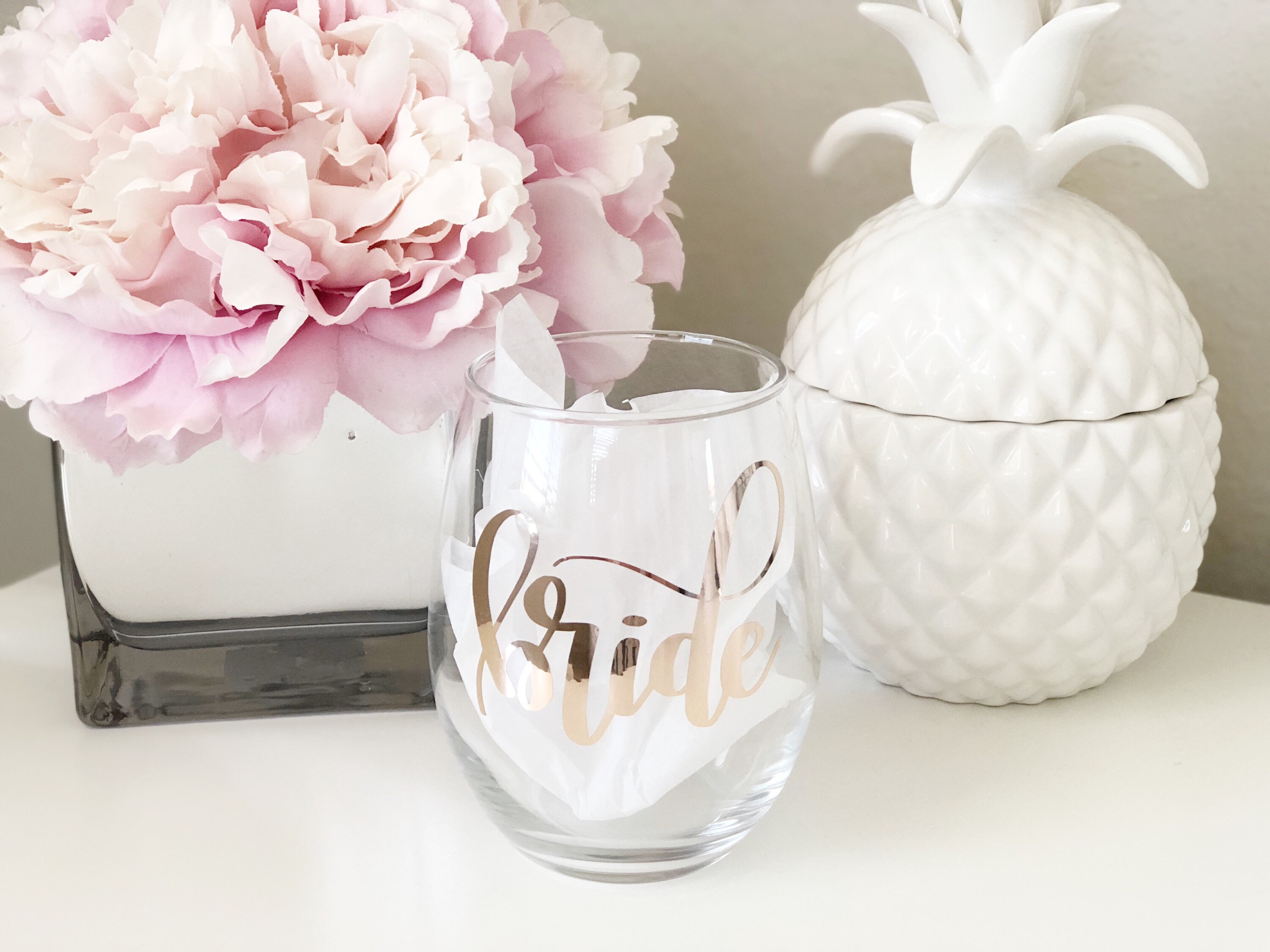 Bride wine glass rose gold bride wine tumbler engagement wine glass