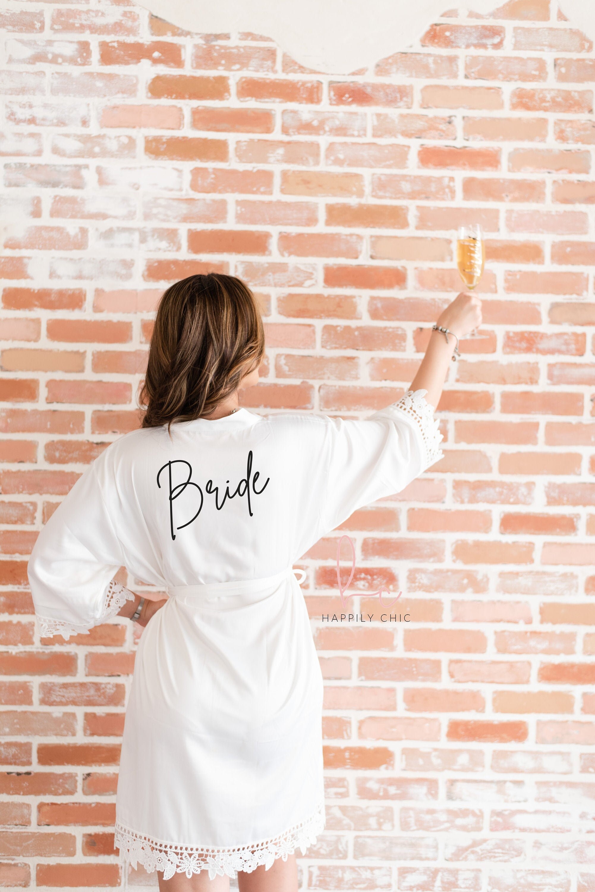 White lace satin bride robe bridal getting ready robe personalized