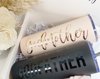 Will you be my godmother gift- godparents proposal gift baby announcement idea- fairy godmother tumbler- aunt gift- godfather proposal box