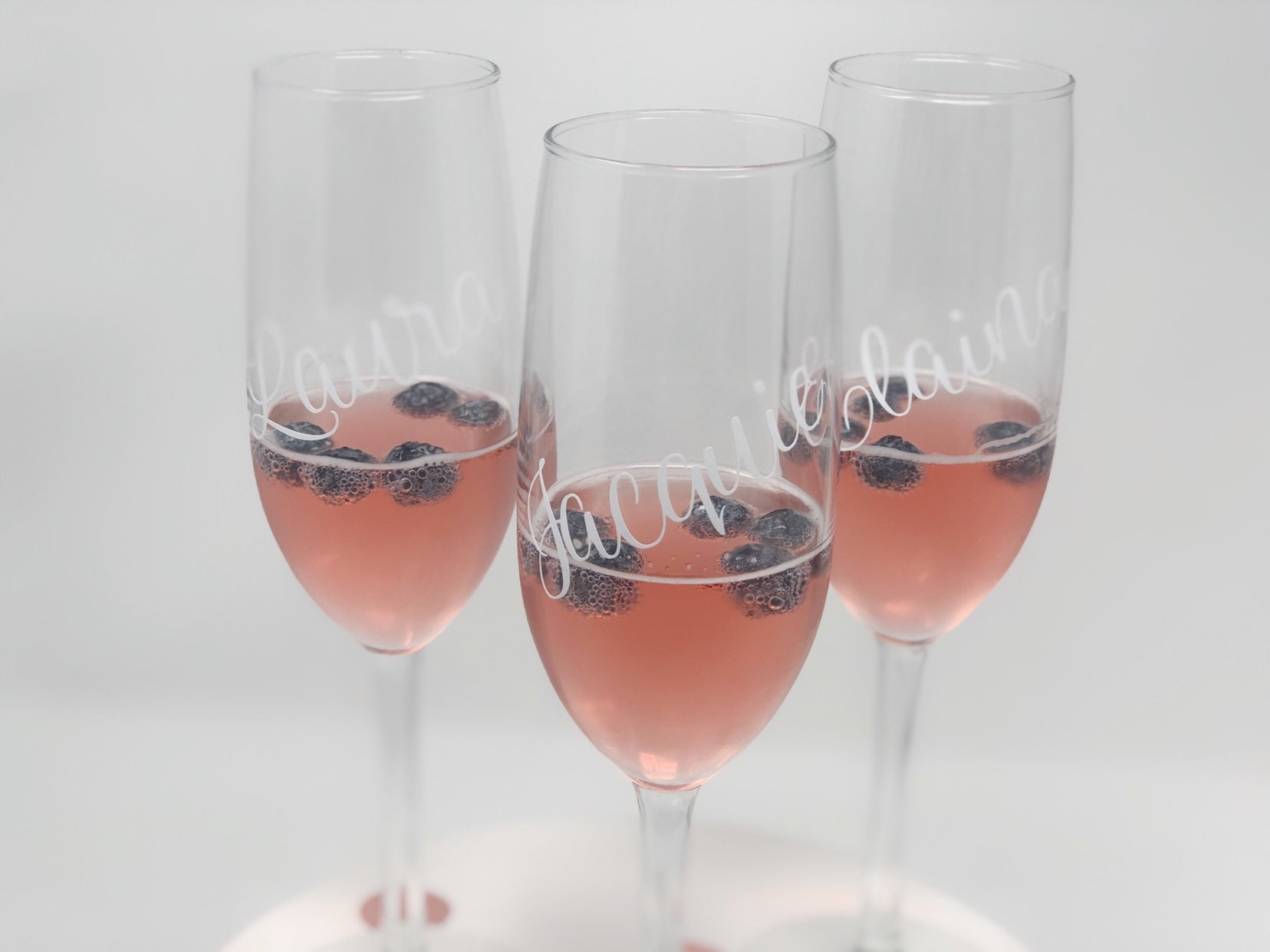 Personalized stemmed bridesmaid champagne flutes bridesmaid proposal