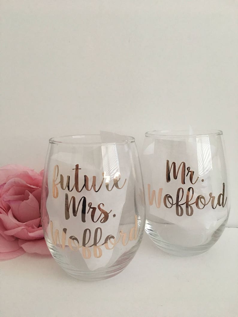 Future mrs wine glass bride gift engagement gift rose gold wine glass future mrs bride wine glass bride to be gift personalized image 5