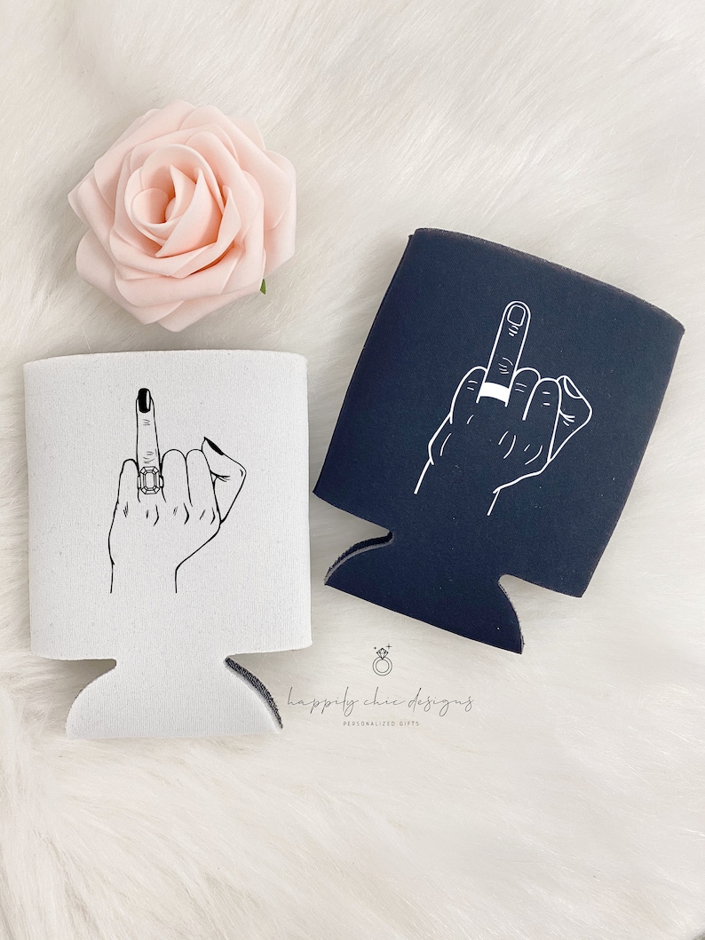 Wedding Ring Finger Can Cooler | Engaged Can Cooler | Ring Finger Bride | Ring Finger Groom | Couple Ring Finger Set