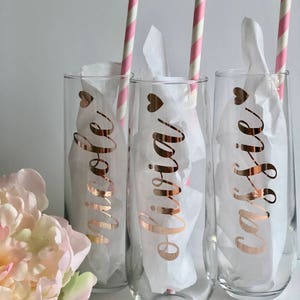 rose gold champagne flutes bridesmaid champagne flutes bridesmaid proposal idea bridesmaid gift champagne glasses personalized champagn image 3
