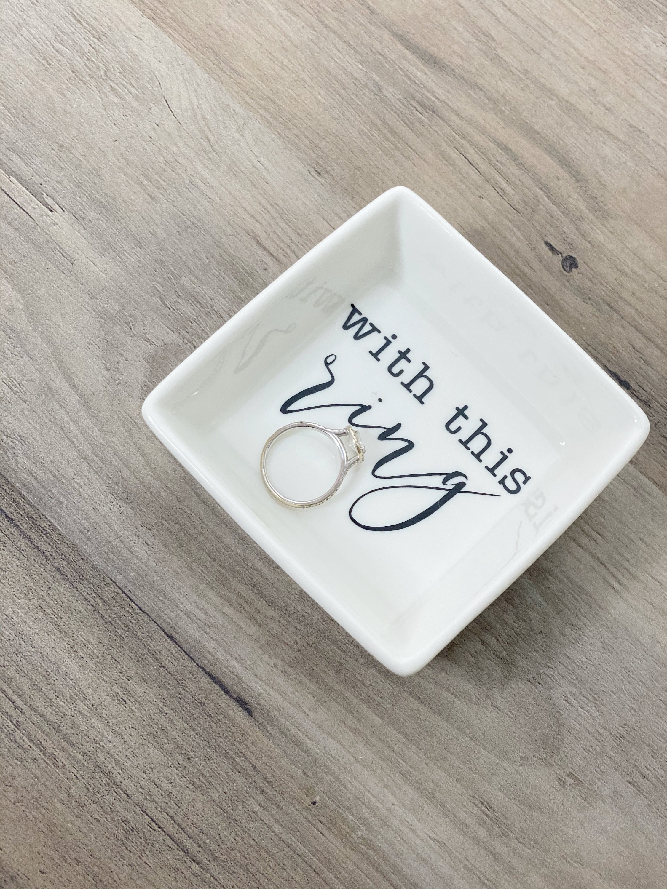 With this ring trinket dish gift for bride engagement gift idea