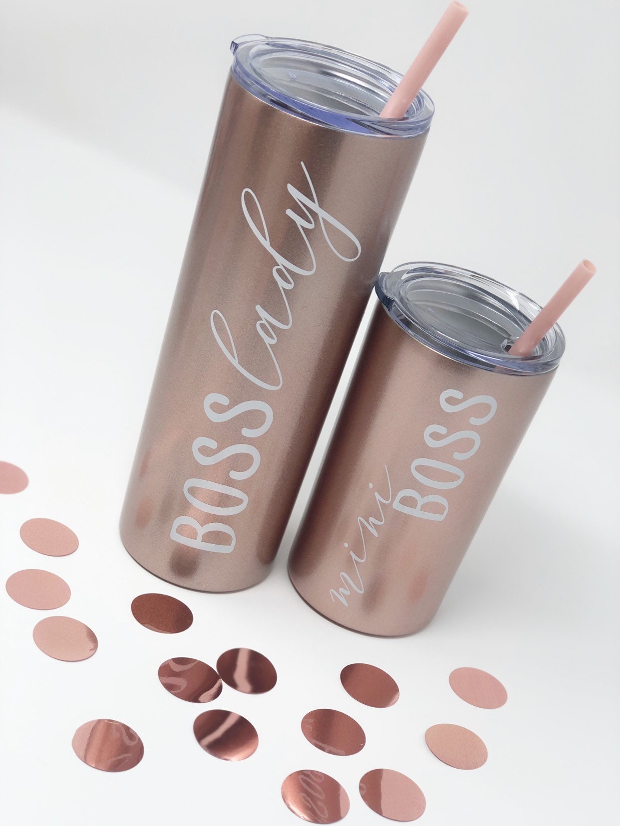 Mother daughter tumbler cups boss lady mini boss tumbler set rose gold tumblers gift for mom