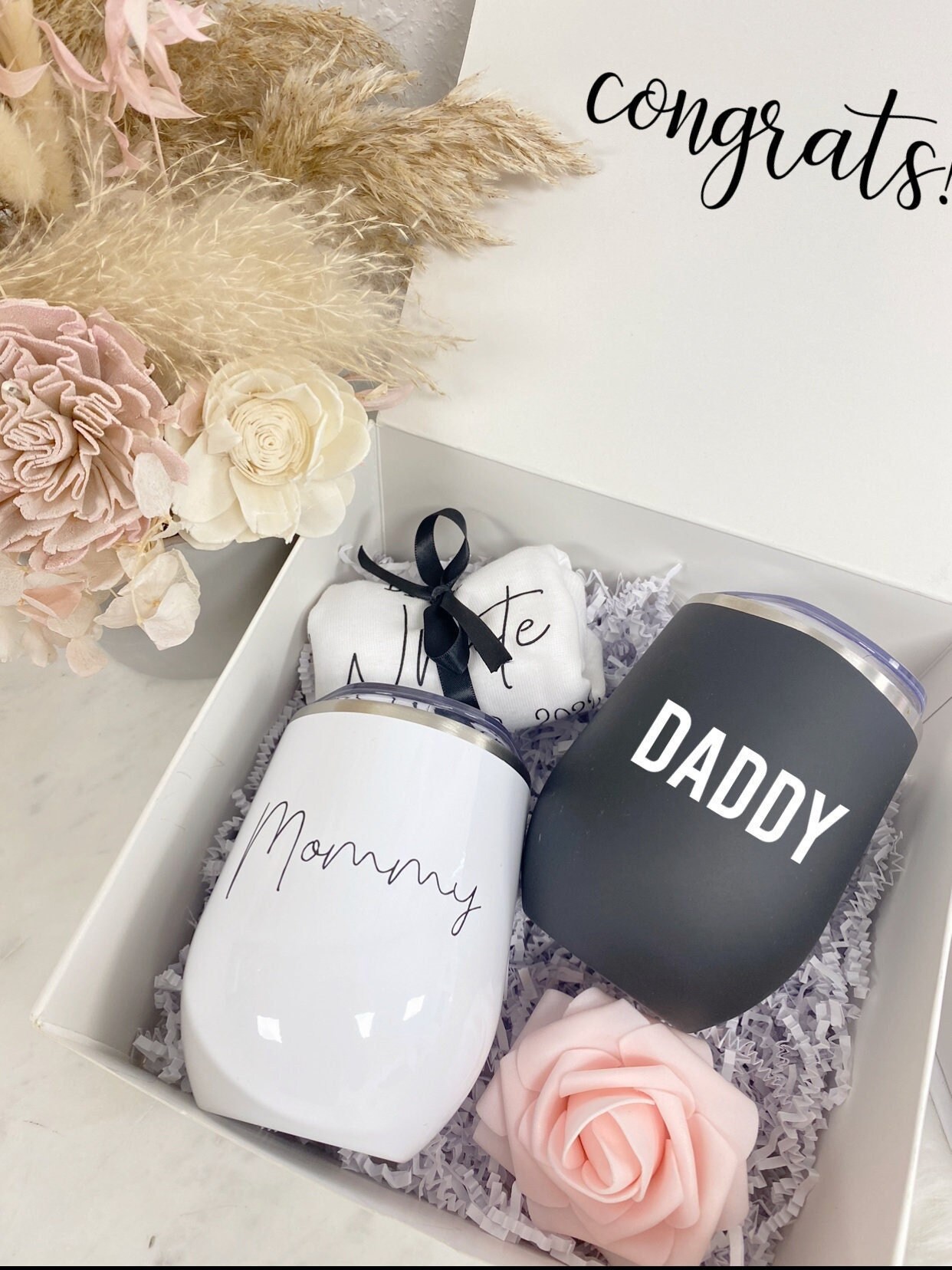 Mommy Daddy Parents Gift Box Set Mom Dad Tumbler Set Gift Box for Parents  to Be Baby Shower Gift Idea Baby Announcement Pregnancy Baby 