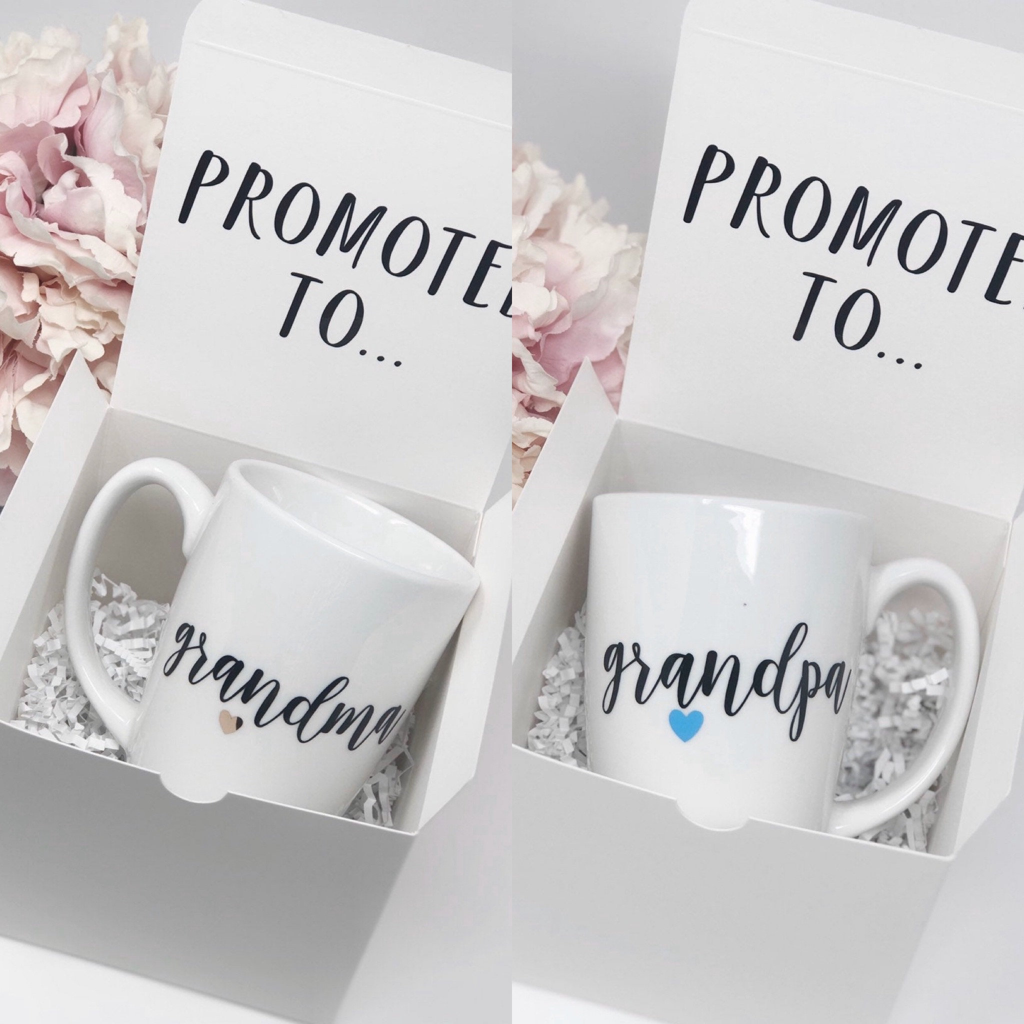 Promoted to Grandma Grandpa Mug Setbest Moms Get Promoted To Etsy