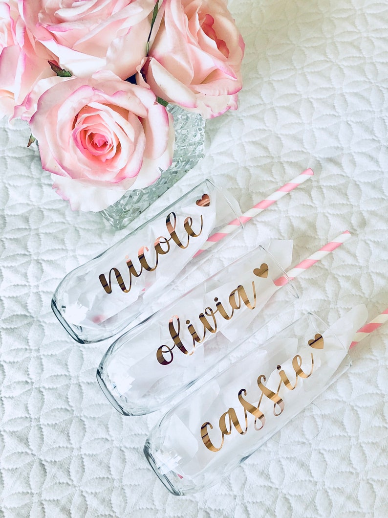 rose gold champagne flutes bridesmaid champagne flutes bridesmaid proposal idea bridesmaid gift champagne glasses personalized champagn image 5