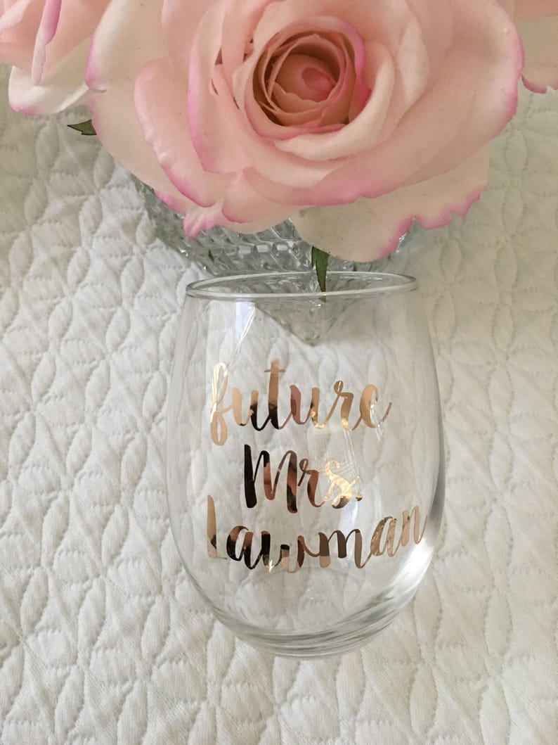 Future mrs wine glass bride gift engagement gift rose gold wine glass future mrs bride wine glass bride to be gift personalized image 7